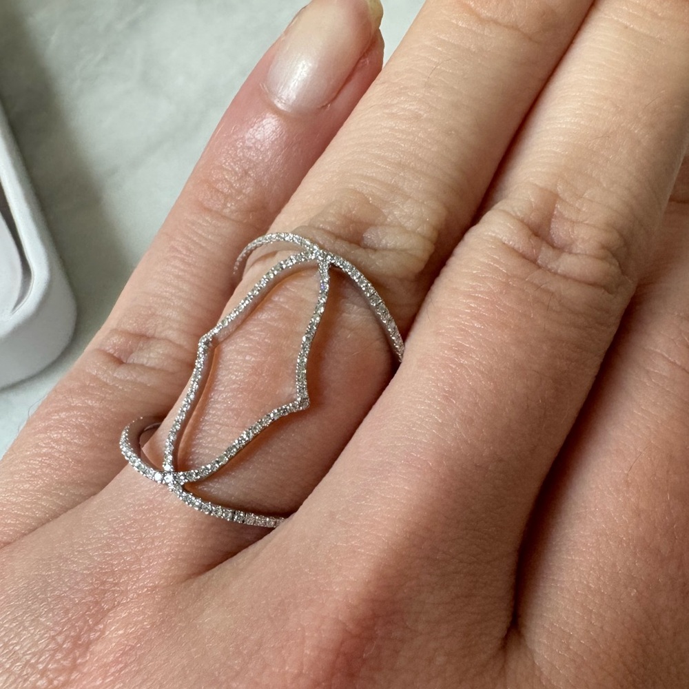14k White Gold Micropavé Diamond Fashion Fine Jewelry Ring